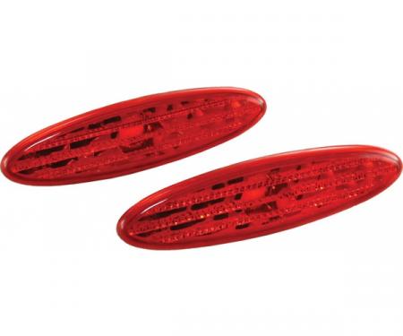 Corvette Side Marker Lights, Rear, Red, Diamond Cut, 1997-2004