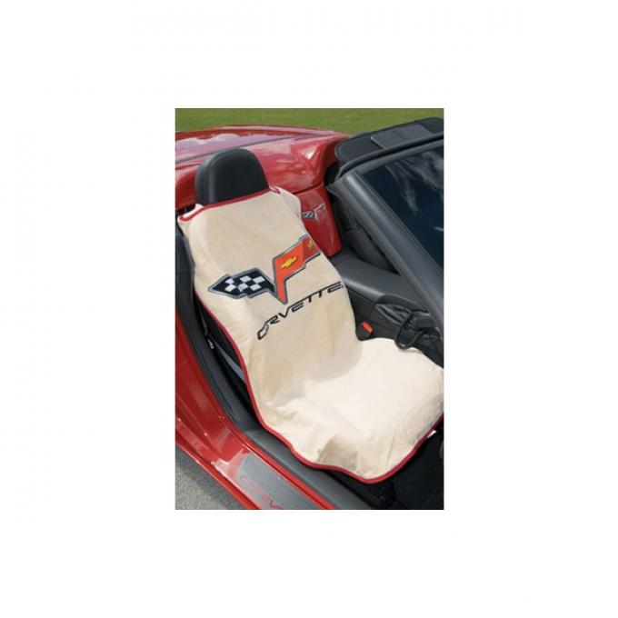 Corvette Seat Armour™ Towels, Cashmere, With C6 Logo, 2005-2013
