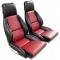 Corvette America 1984-1985 Chevrolet Corvette Mounted Leather Seat Covers Black / Dark Red 2 Tone Standard 45080