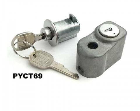 Corvette Rear Compartment & Spare Tire Lock Kit With Original Keys, Concours Correct, 1969-1977