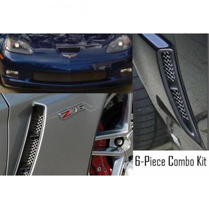 Corvette C6 Z06 Custom RaceMesh® 6-Piece Grille Combo Kit, 2006-2013