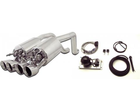 Corvette Exhaust System, With Quad Round Tips & Control Kit, Fusion, B&B, 2005-2008