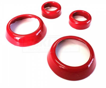 Corvette Radio Dash Knobs Trim Rings, Painted Body Color 4-Piece Set, 2014-2017 | Torch Red - GKZ
