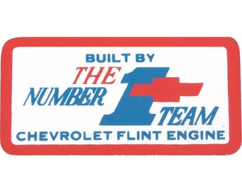 Camaro Valve Cover Decal, Number 1 Team Flint, 302ci & 327/275hp, 1967