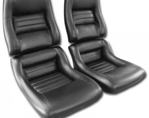 CA 1979-1982 Chevrolet Corvette Mounted Driver Leather Seat Covers Leather/Vinyl 2" Bolster 481420 | 59-96 Black