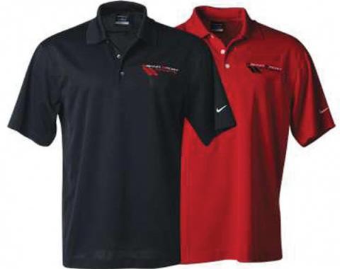 Corvette C6  Polo Shirt, Men's, Nike Golf Micro Pique, Grand Sport Emblem, Black