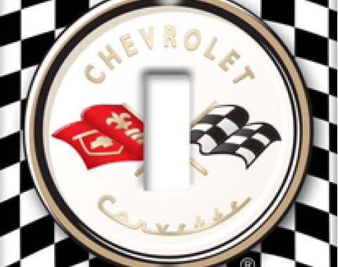 Checkered Flag Logo Corvette Switchplate