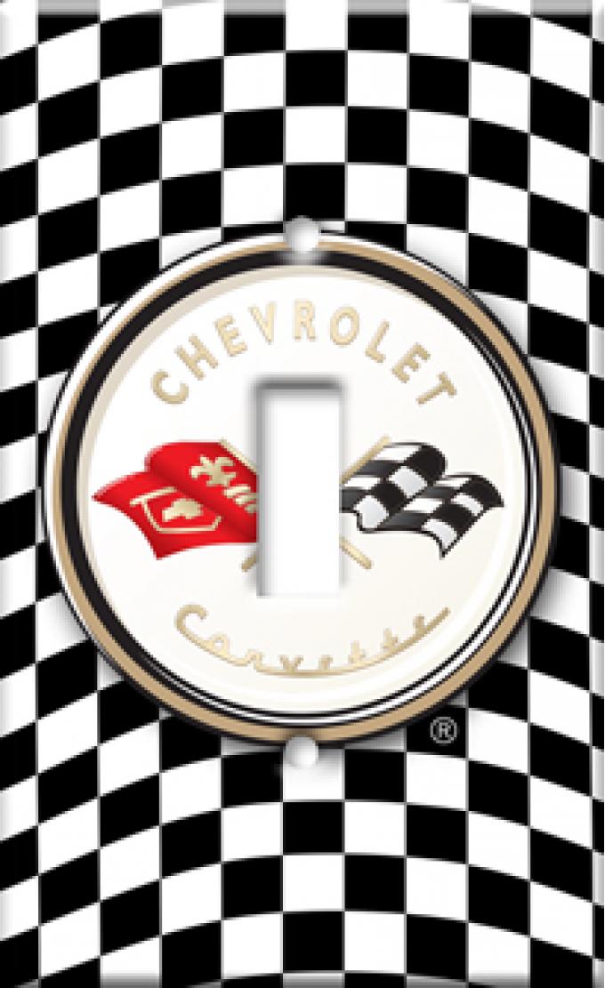 Checkered Flag Logo Corvette Switchplate