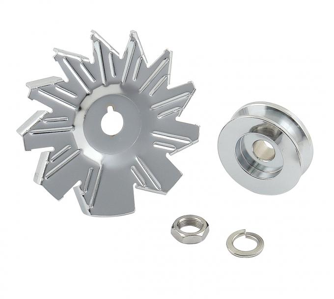 Mr. Gasket Chrome Alternator Fan & Pulley, Chrome 6808