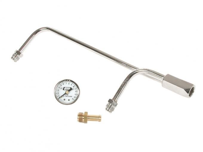 Mr. Gasket Chrome Plated Fuel Lines With Fuel Pressure Gauge 1558
