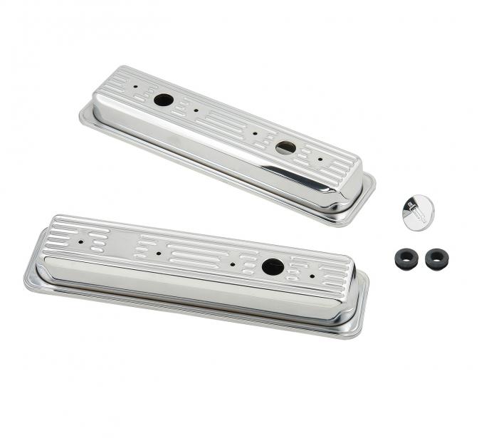 Mr. Gasket Chrome Valve Covers, Finned 9415