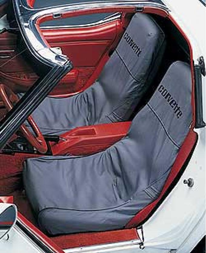 Corvette Slipcovers, Gray, "Seat Saver", Covercraft, 1970-1978