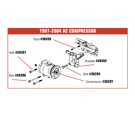 Corvette Air Conditioning Compressor Mount Stud, 1997-2004