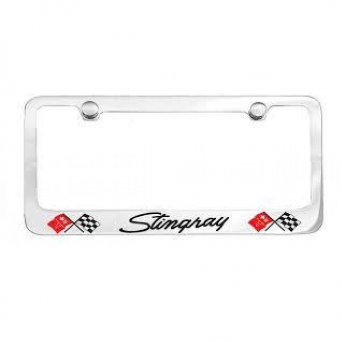 Corvette Elite License Frame, 69-76 Stingray Script with Dual Logo