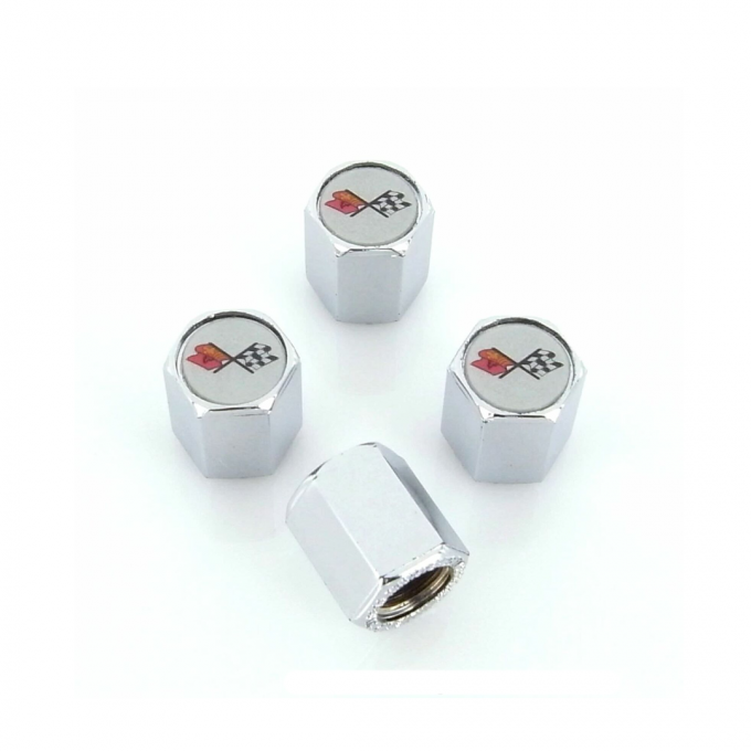 Corvette C3 Logo Valve Stem Caps, Chrome