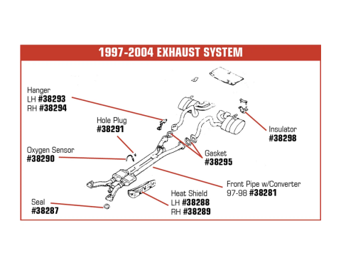 Corvette Exhaust Pipe, Front with Converter, 1997-1999