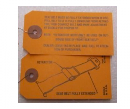 Corvette Tags, Seat Belt Retractor Instruct, 1965-1966