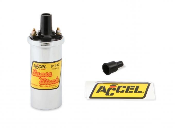 Accel Ignition Coil, Chrome, 42000v 1.4 Ohm Primary, Points, Good Up to 6500 RPM 8140C