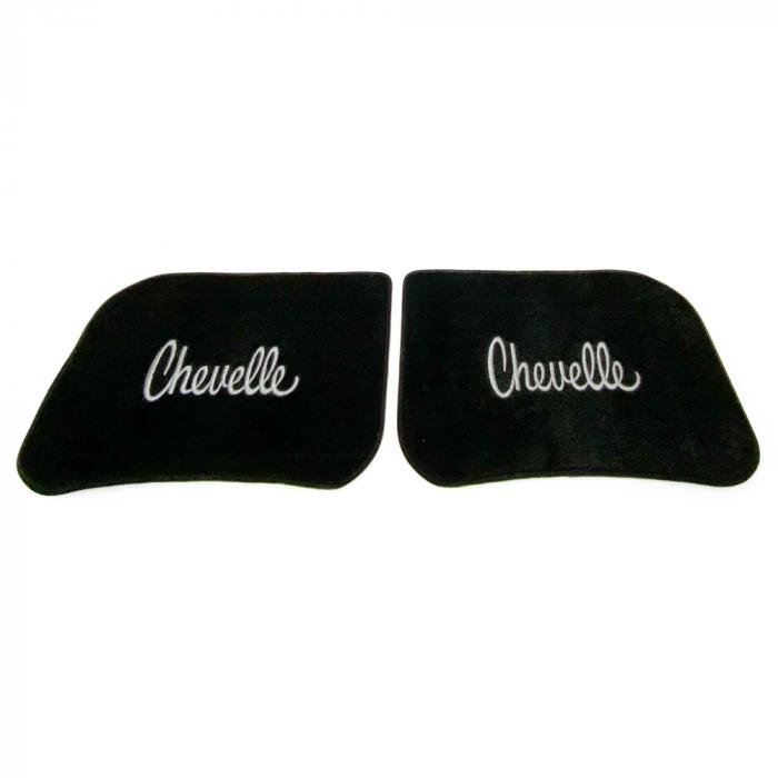 Chevelle Floor Mats 4 Piece Lloyd Ultimat with Silver Chevelle Embroidery Black 1968 1972