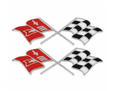 Trim Parts 58-60 Corvette Front Fender X-Flag Emblem, Pair 5155