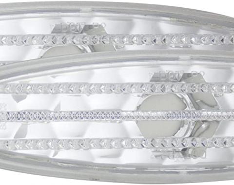 Corvette Side Marker Lights, Rear, Clear, Diamond Cut, 1997-2004