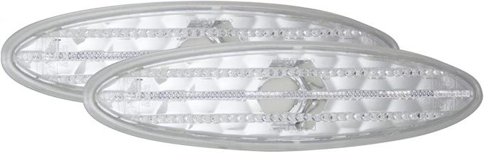 Corvette Side Marker Lights, Rear, Clear, Diamond Cut, 1997-2004