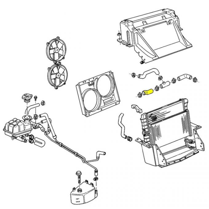 Corvette Radiator Hose, Rear Upper LT1, 1992-1994