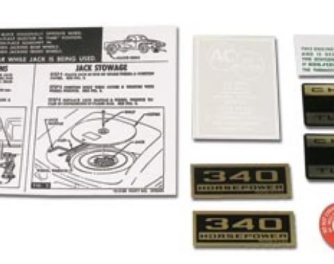 Corvette Decal Set, 340HP 9 Piece, 1962