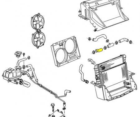 Corvette Radiator Hose, Rear Upper LT1, 1992-1994