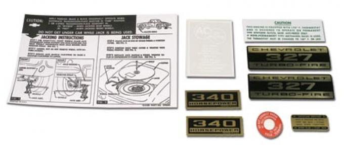 Corvette Decal Set, 340HP 9 Piece, 1962