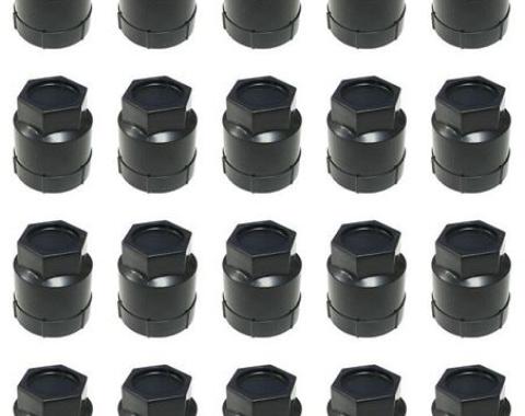 Redline Restomotive® 1984-1999 Chevrolet Corvette 20 Piece Black Wheel Lugnut Cap / Cover Kit