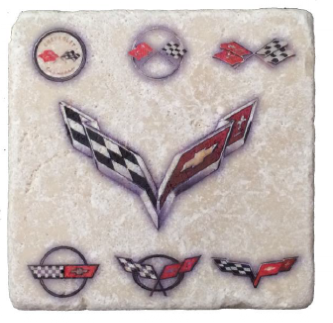 Corvette Generation Stone Tile Coaster, Light Stone