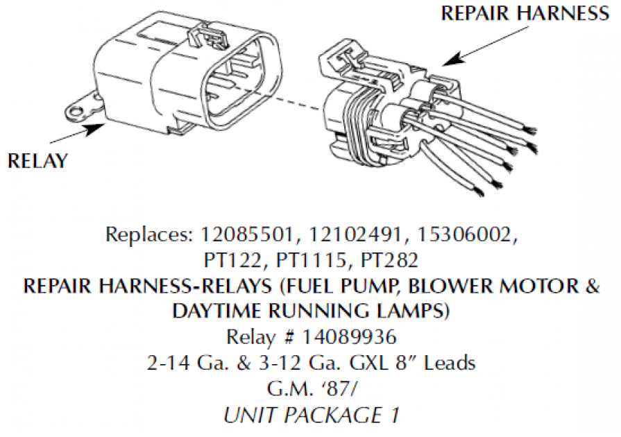 Corvette Repair Harness, Cooling Fan Relay, 1988-1994