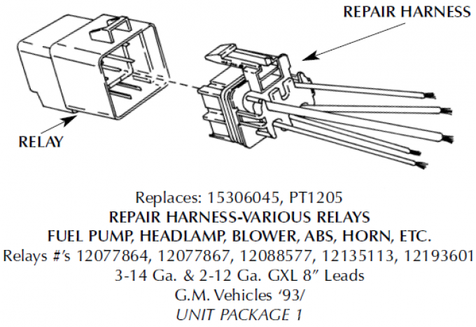 Corvette Repair Harness, Blower/Fan/Ignition/AC, 1985-1998