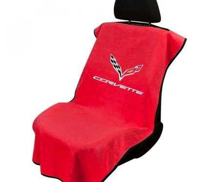 Seat Armour C7 Corvette, Seat Towel, Adrenaline Red with Logo, SA100COR7R