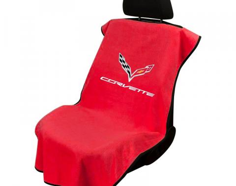 Seat Armour C7 Corvette, Seat Towel, Adrenaline Red with Logo, SA100COR7R