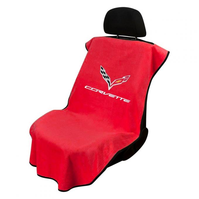 Seat Armour C7 Corvette, Seat Towel, Adrenaline Red with Logo, SA100COR7R