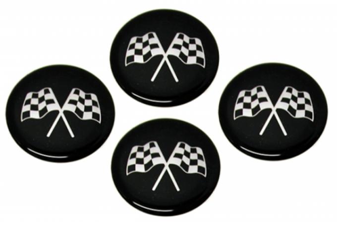 Corvette Emblem Set, Cross Flag Black, Set of 4