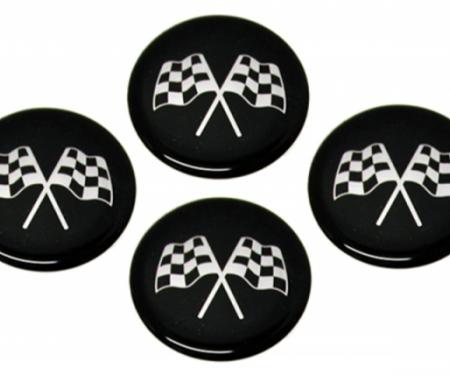 Corvette Emblem Set, Cross Flag Black, Set of 4