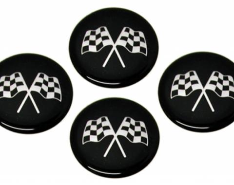 Corvette Emblem Set, Cross Flag Black, Set of 4