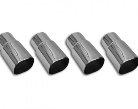 Corvette Exhaust Tips, ZR1 Style, 4 Piece Set Chrome, 1985-1991