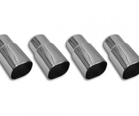 Corvette Exhaust Tips, ZR1 Style, 4 Piece Set Chrome, 1985-1991