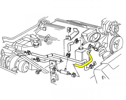 Corvette Heater Hose, Coolant Outlet on Water Pump to Tee, LT1, 1993-1994