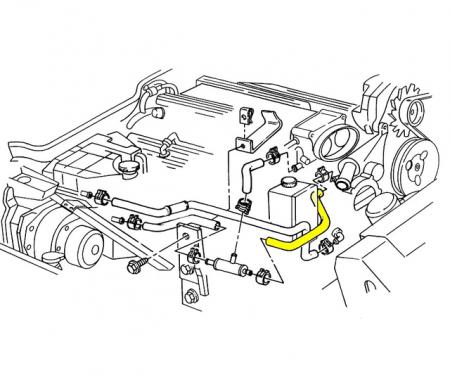 Corvette Heater Hose, Coolant Outlet on Water Pump to Tee, LT1, 1993-1994