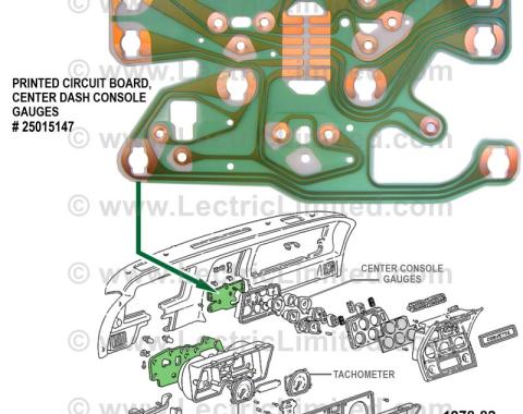 Lectric Limited 1977-1982 Chevrolet Corvette Printed Circuit Board: Center Dash Console Gauges 25015147
