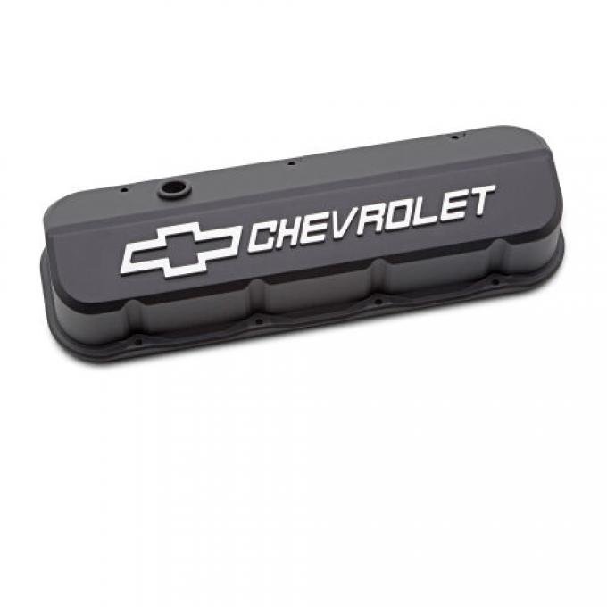Proform Chevrolet Big-Block Slant-Edge Valve Covers, Black Crinkle, Tall, Raised and Milled Emblems 141-870
