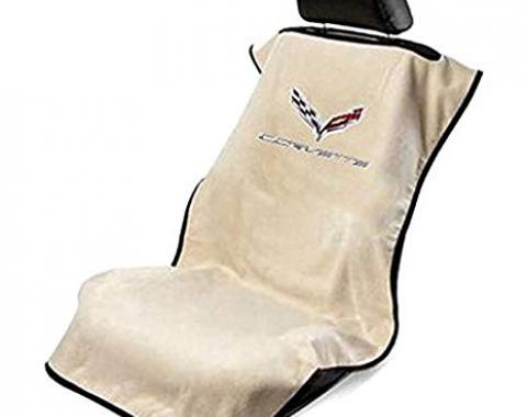 Seat Armour 2014-2019 Corvette Seat Towel, Tan with C7 Logo SA100COR7T