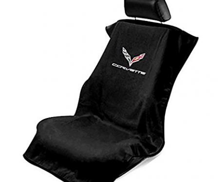 Seat Armour 2014-2019 Corvette Seat Towel, Black with C7 Logo SA100COR7B