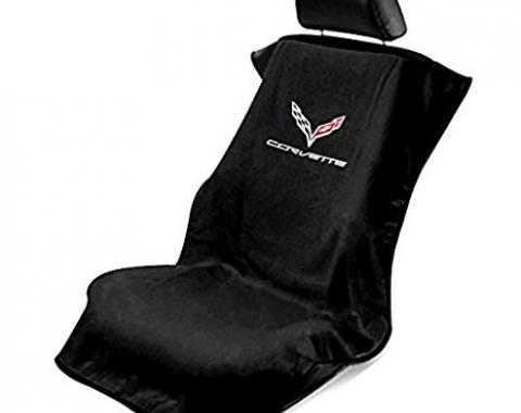 Seat Armour 2014-2019 Corvette Seat Towel, Black with C7 Logo SA100COR7B