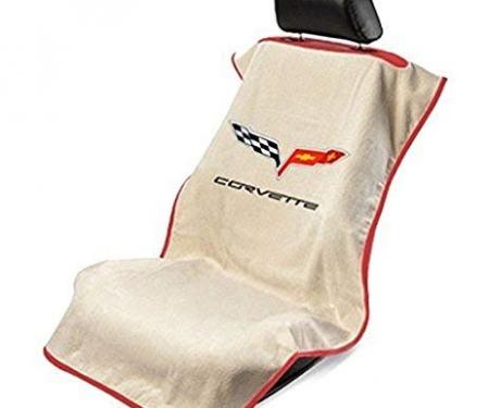 Seat Armour 2005-2013 Corvette Seat Towel, Tan with C6 Logo SA100COR6T